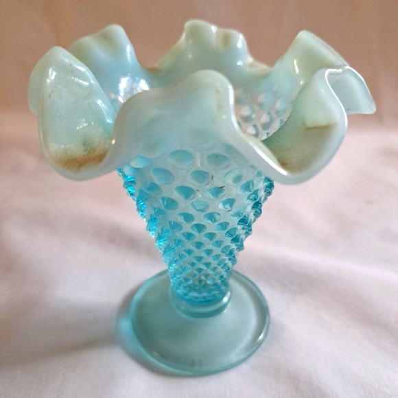 Fenton Other - Vintage Fenton Aqua Blue Opalescent Fluted Vase